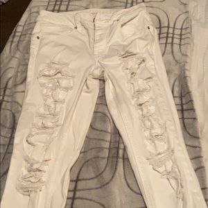 White ripped mom jeans.